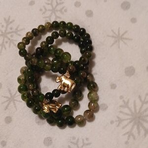 Green and Gold Stone Beaded Bracelet